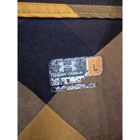 Under Armour Mens Yellow Black Plaid Hooded Button Down Shirt - Picture 3 of 14